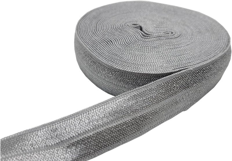 FAYADA Fold Over Elastic,5/8" Foldover FOE Trim Elastic Ribbon,Stretch FOE Band for Hair Ties Headbands Sewing Craft -5 Yards (Gray) - Image 2